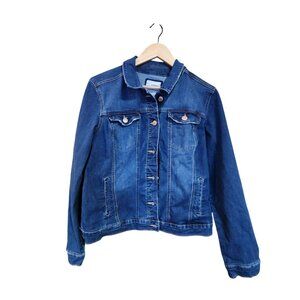 Sonoma Womens Denim Jean Jacket Medium Cotton/Polyester Blend Large